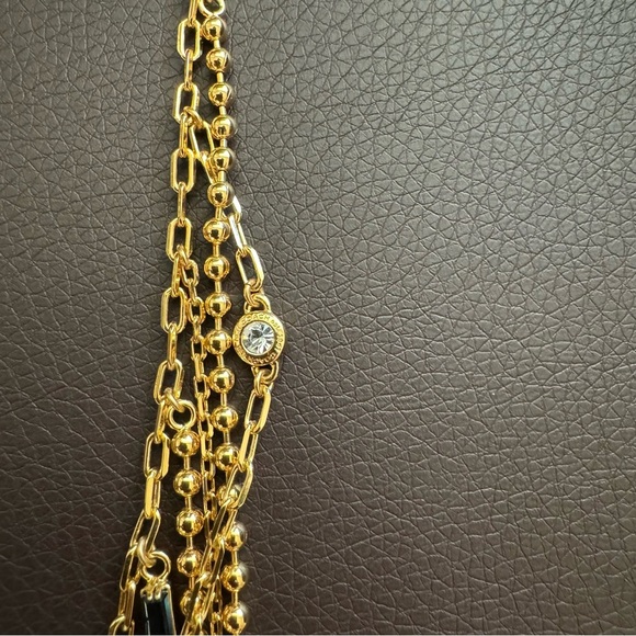 New Coach Elegant Gold Multi-Layer Chain Necklace with Gem Accents - Picture 6 of 8